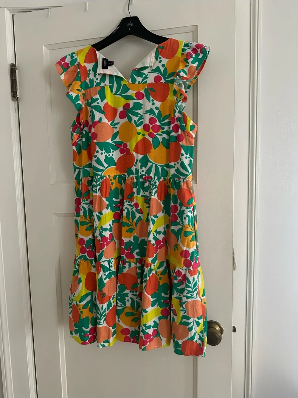 J. Crew Multicolor Floral Tiered Mini Dress with Ruffle Sleeves